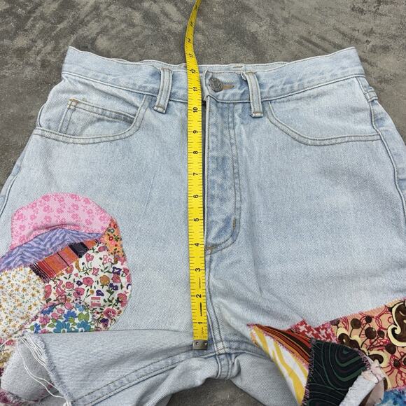 Vintage Guess Light Wash Patchwork High Rise 80s 90s Denim Shorts Vtg Retro - Picture 6 of 10